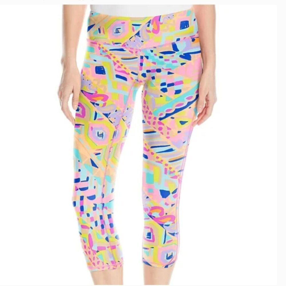 Lilly Pulitzer Luxetic UPF 50+ Weekender Cropped MuPlantain Party leggings large